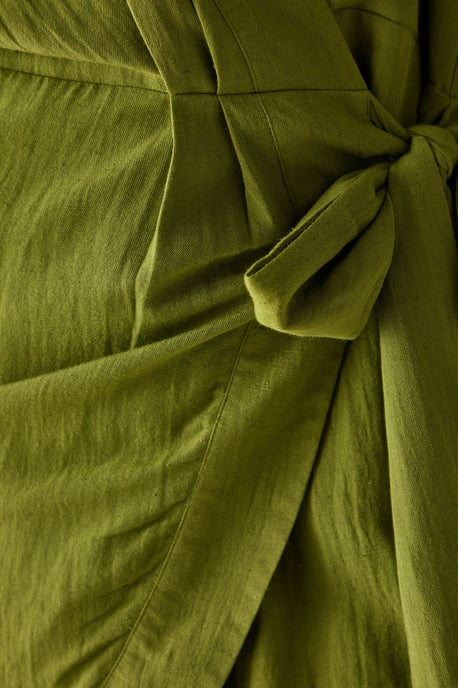Linen Wrap Kimono Mini Dress - Image 5