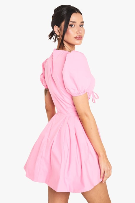 Tall Corset Detail Puff Sleeve Milkmaid Skater Dress - Image 2
