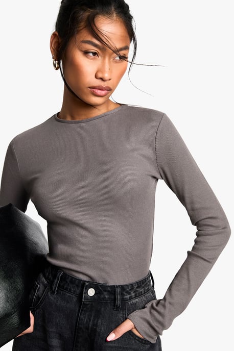 Boohoo Basics 2 Pack Crew Neck Long Sleeve Bodysuit - Image 1