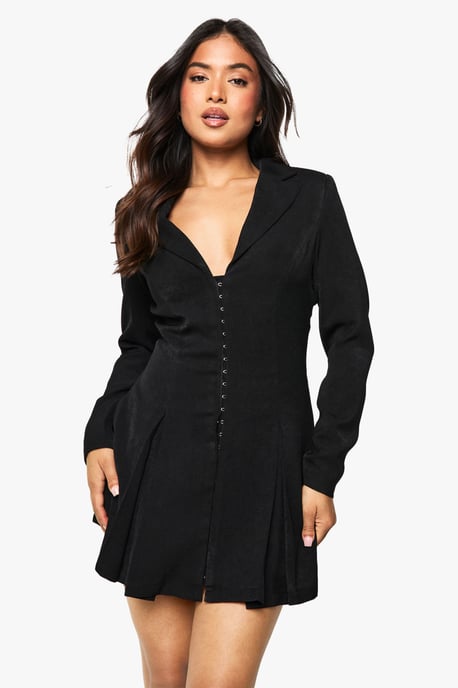 Petite Tailored Hook & Eye Detail Cinched Waist Blazer dress - Image 1