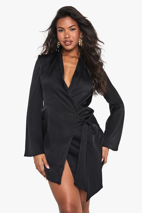 Crinkle Wrap Blazer Dress - Image 1