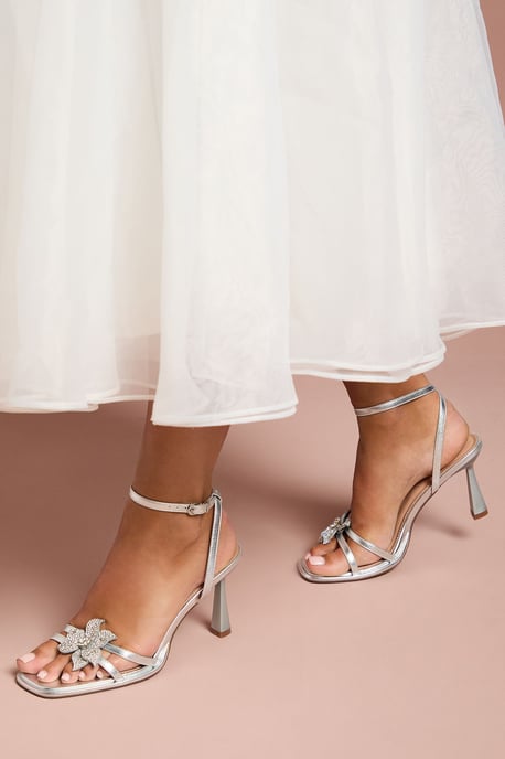 Wide Fit Taleesa Diamante Corsage Detail High Heel Platform Sandals - Image 1