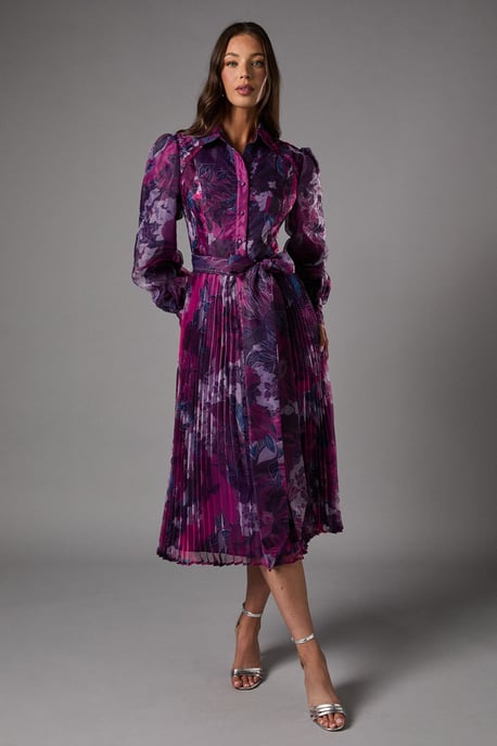 Organza Printed Shirt Dress - Image 1