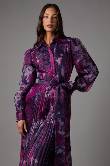 Organza Printed Shirt Dress - Image 2