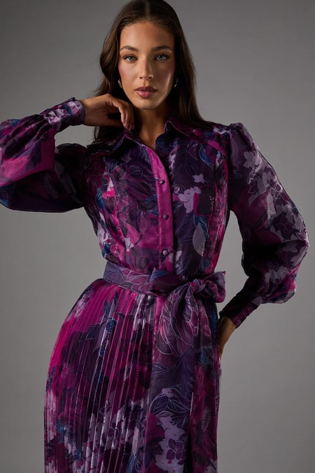 Organza Printed Shirt Dress - Image 4