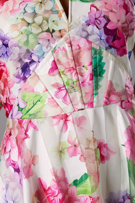 Lisa Tan Printed Organza Bardot Midi Dress - Image 5