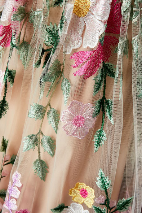 Coast Muse Long Sleeve Embroidered Maxi Dress