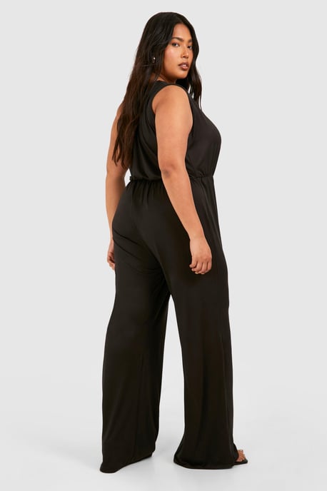 Plus Super Soft Basic One Shoulder Beach Jumpsuit - Image 2