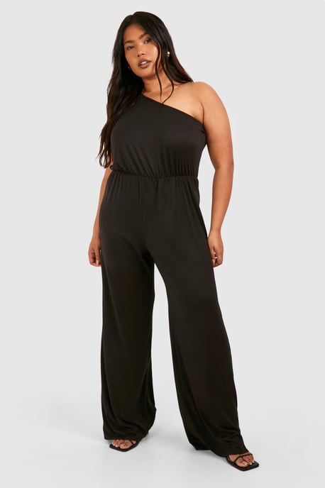 Plus Super Soft Basic One Shoulder Beach Jumpsuit - Image 3