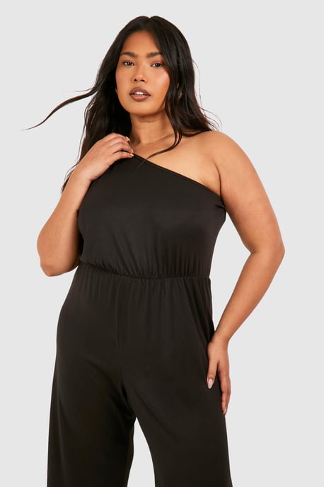 Plus Super Soft Basic One Shoulder Beach Jumpsuit - Image 4