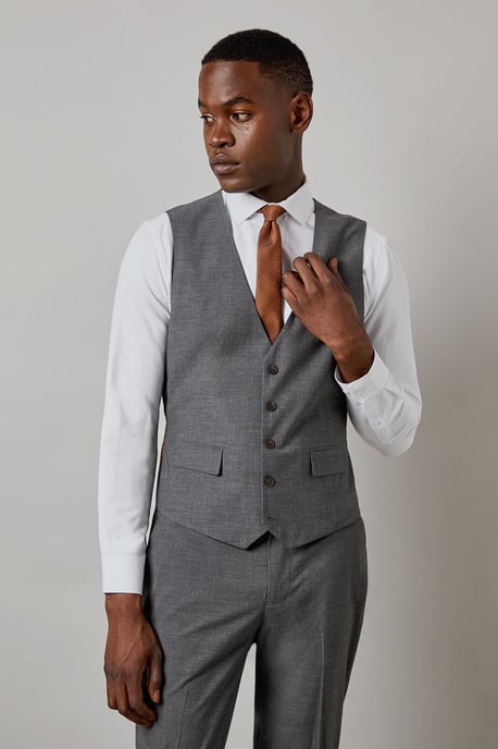 Mid Grey Tonal Check Waistcoat - Image 1