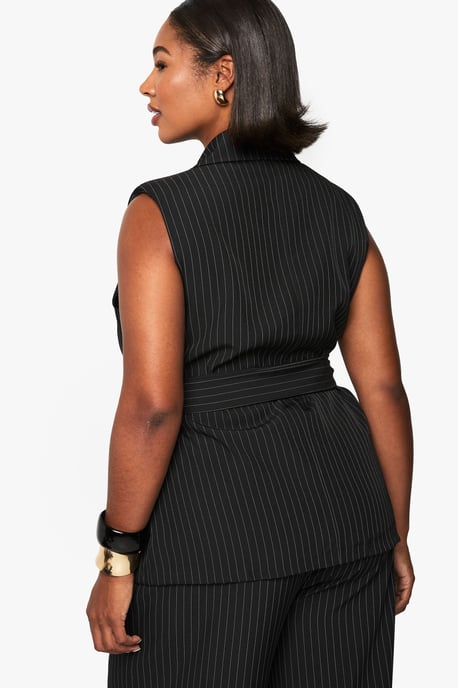 PLUS TIE FRONT PINSTRIPE WAISTCOAT - Image 2