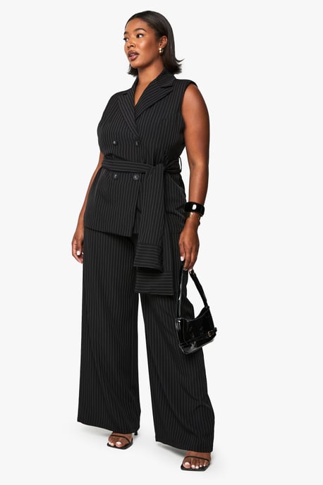 PLUS TIE FRONT PINSTRIPE WAISTCOAT - Image 3