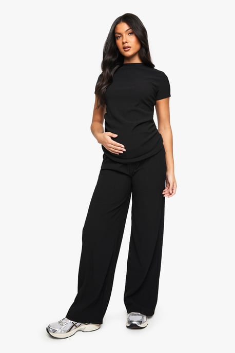MATERNITY RUCHED SIDE TSHIRT AND WIDE LEG CO-ORD - Image 3