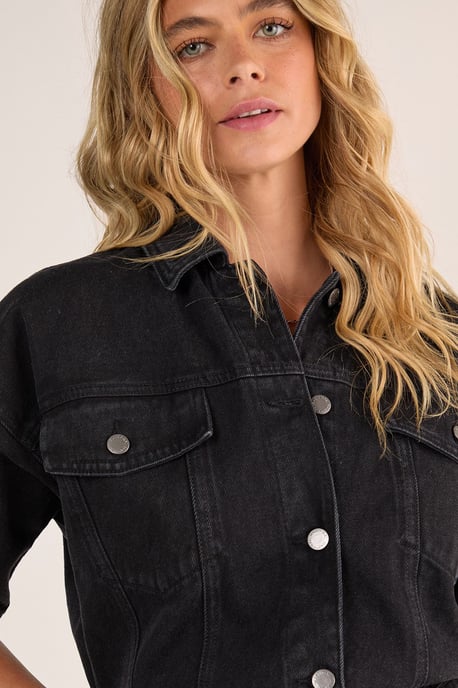 Denim Button Through Romper - Image 5