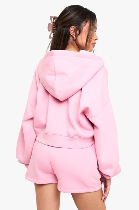 Boxy Balloon Sleeve Oversized Zip Through Hoodie - Image 2
