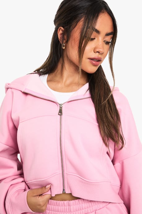 Boxy Balloon Sleeve Oversized Zip Through Hoodie - Image 4
