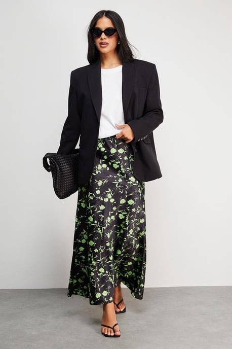 HCD Print Satin Bias Midi Skirt - Image 1