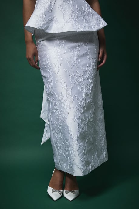Lisa Tan Jaquard Pencil Skirt - Image 2