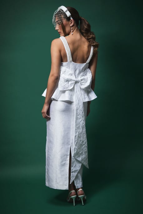 Lisa Tan Jaquard Pencil Skirt - Image 3