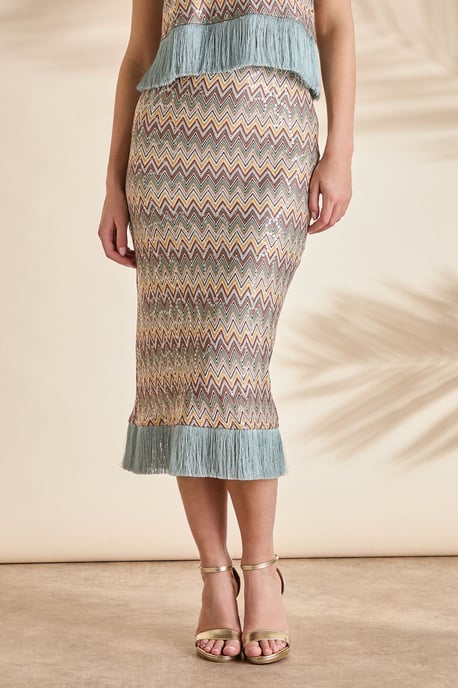 Sequin Crochet Skirt With Tassel - Image 1