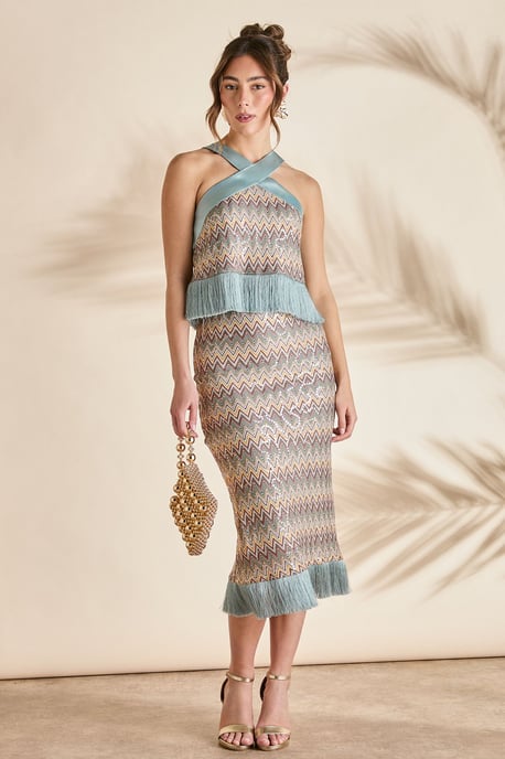 Sequin Crochet Skirt With Tassel - Image 2
