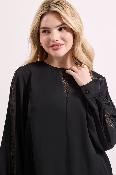 Lace Insert Long Sleeve Blouse - Image 3