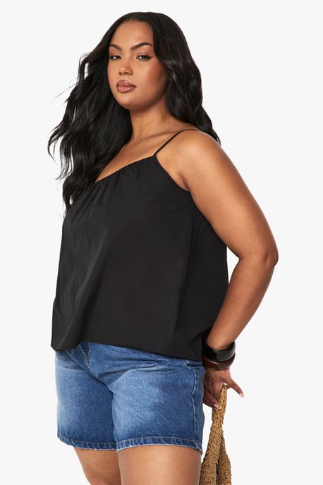 Plus Cotton Poplin One Shoulder Cami - Image 3