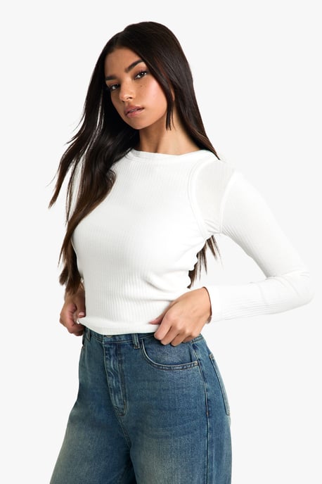 2 Layer Rib Long Sleeve Top - Image 1