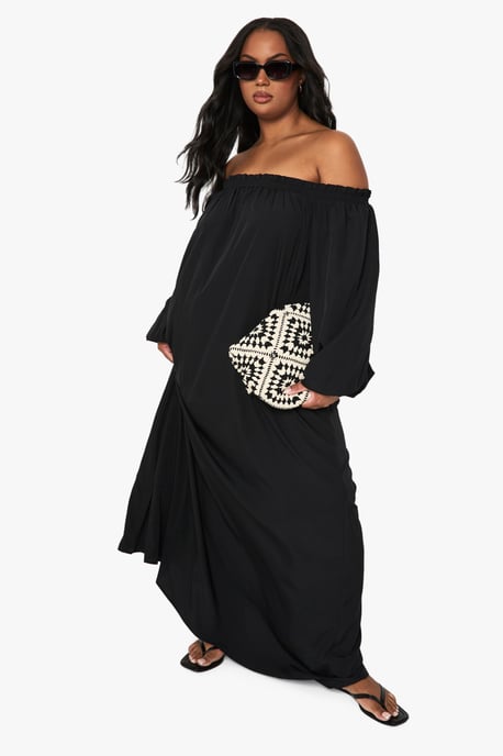 PLUS SHIRRED POPPLIN PUFF SLEEVE TOP - Image 1