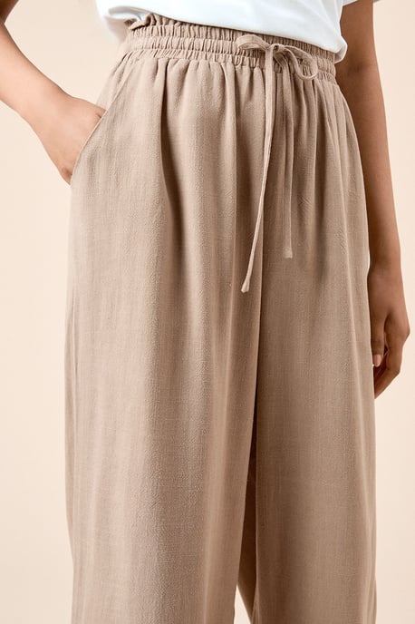 Petite Tie Waist Woven Trousers - Image 4