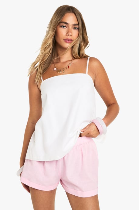 Linen Turn Up Shorts - Image 1