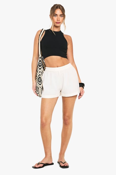 Linen Turn Up Shorts - Image 3