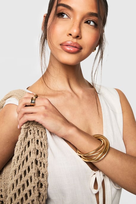 Gold Stretch Intertwined Bracelets - Image 1