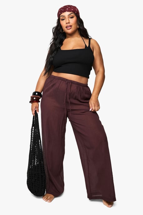 Plus Cheesecloth Beach Trousers - Image 1