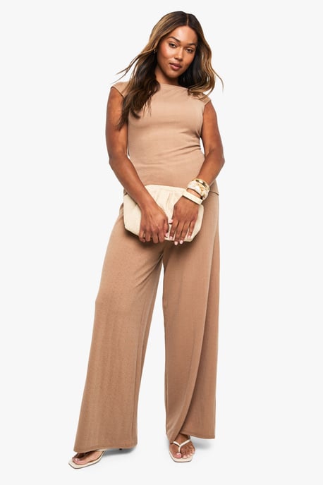 Plus Ripple Rib Drawstring Trouser - Image 1