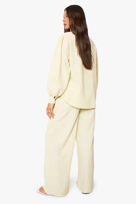 Stripe Button Detail Wide Leg Trousers - Image 2