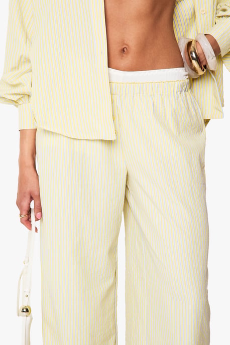 Stripe Button Detail Wide Leg Trousers - Image 4