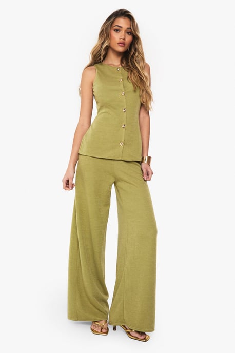 Textured Wide Leg Trouser - Image 1