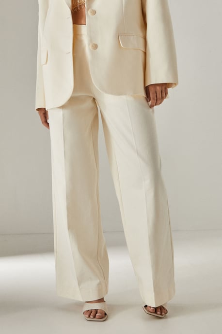 Peached Cotton Twill Buckle Tailored Pants - Image 2