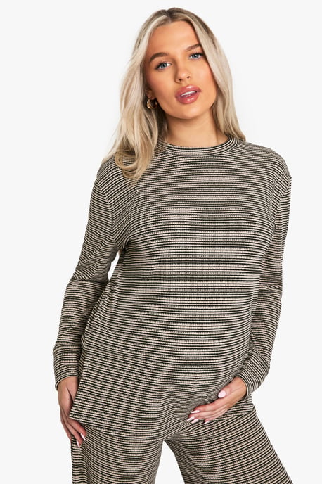 Maternity Rib Stripe Oversized T-Shirt - Image 1