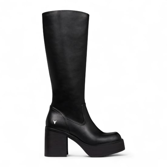Windsorsmith Dames Zwarte Kunstleren Kniehoge Platform Hak Laarzen - Niche - Image 1