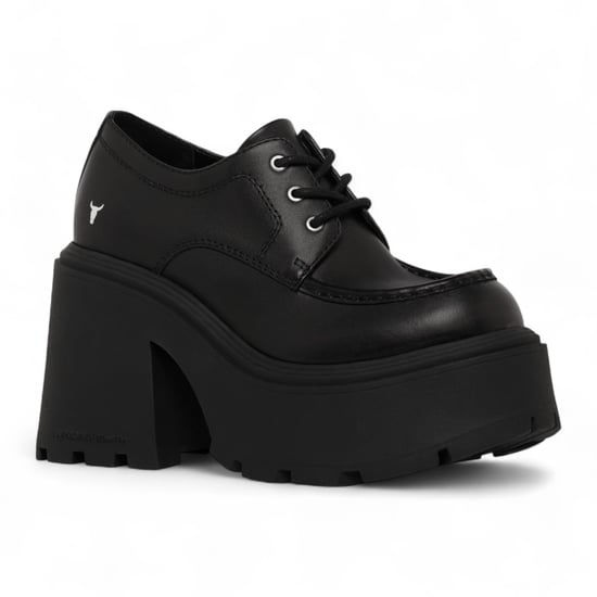 Windsorsmith Dames Zwarte Leren Dikke Platform Veterschoenen - Starcrossed - Image 4