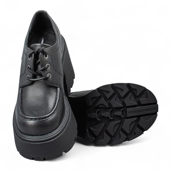 Windsorsmith Dames Zwarte Leren Dikke Platform Veterschoenen - Starcrossed - Image 6