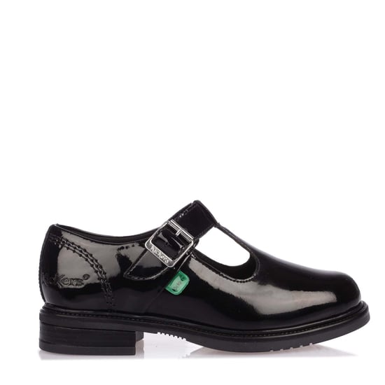 Kickers 116228 Lach T-bar Girls School Shoes Black Patent - Image 1