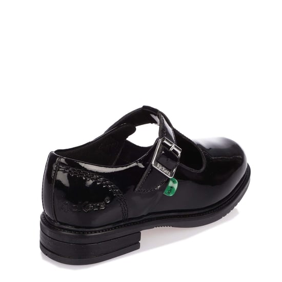 Kickers 116228 Lach T-bar Girls School Shoes Black Patent - Image 3