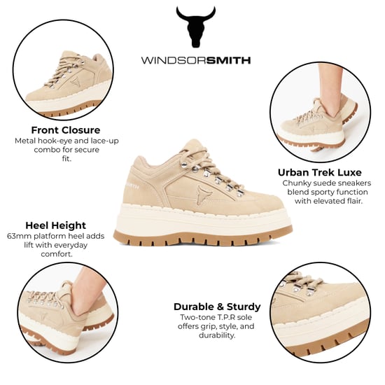 Windsorsmith Dames Sand Brown Suede Chunky Platform Sneakers Trainers - Ultimatum - Image 2