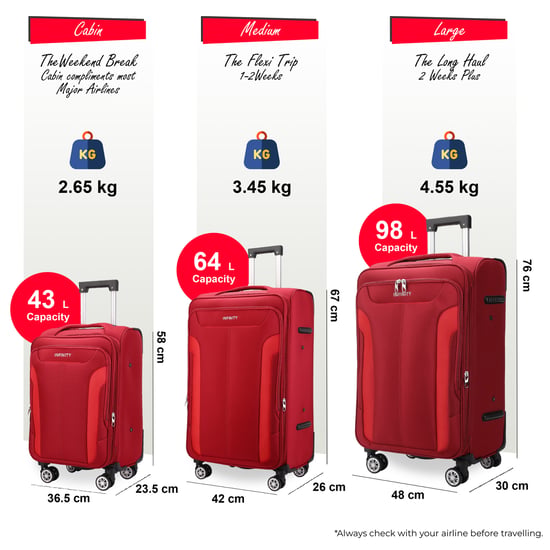 Rode uitbreidbare zachte koffer met 8 wielen, reisbagageset, lichte handbagage - Image 2