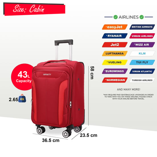 Rode uitbreidbare zachte koffer met 8 wielen, reisbagageset, lichte handbagage - Image 5
