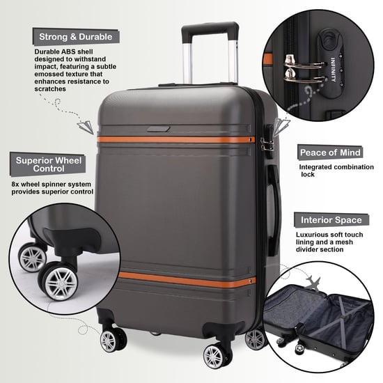 Hardshell Charcoal Black Cabin Suitcase Robust ABS Lightweight Luggage Holiday Bag - Image 3